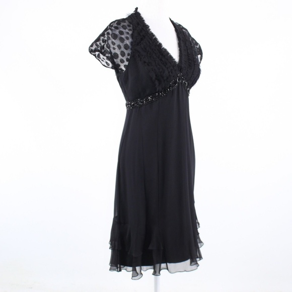 Badgley Mischka black cap sleeve dress S - Picture 3 of 8